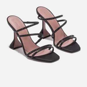 Amina Muaddi Naima Crystal Slippers - Black